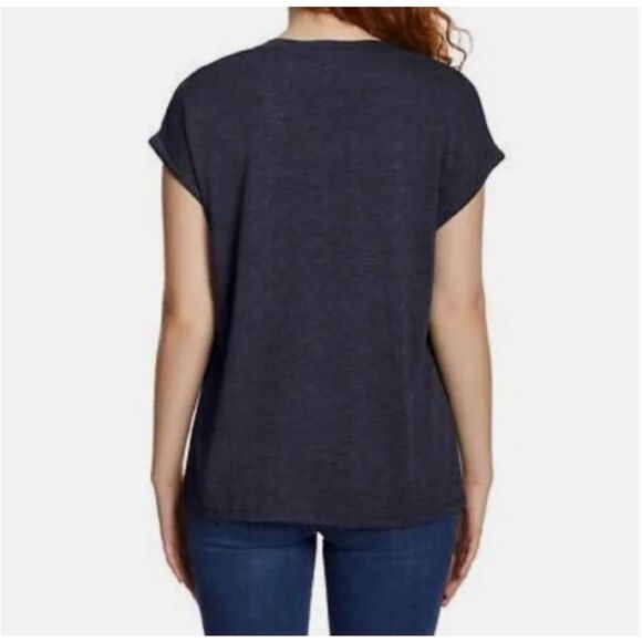NWT JESSICA SIMPSON Comfy V-Neck T-Shirt Knit Top Indigo Blue Size Large Shirt - Picture 3 of 10